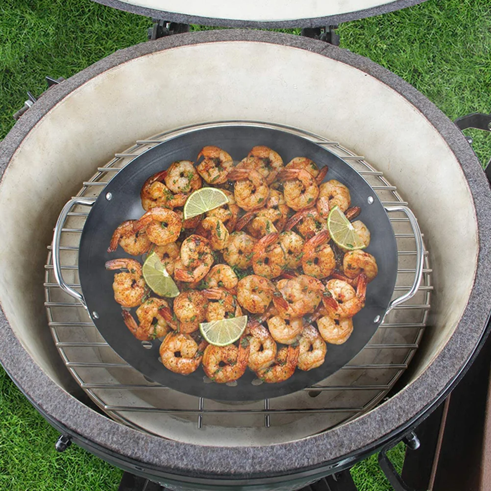

Waterproof Bbq Grill Wok Non-Stick Large Hole Tray Dual Handle Rust Resistant Easy Clean Outdoor Home Use Professional