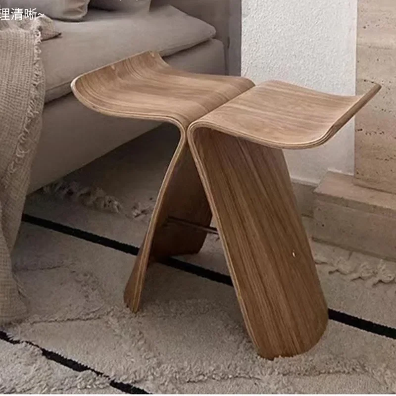 Nordic Designer Butterfly Chair Creative Foyer Shoe Changing Stool Multifunctional Dressing Seat Cloakroom Log Home Furniture