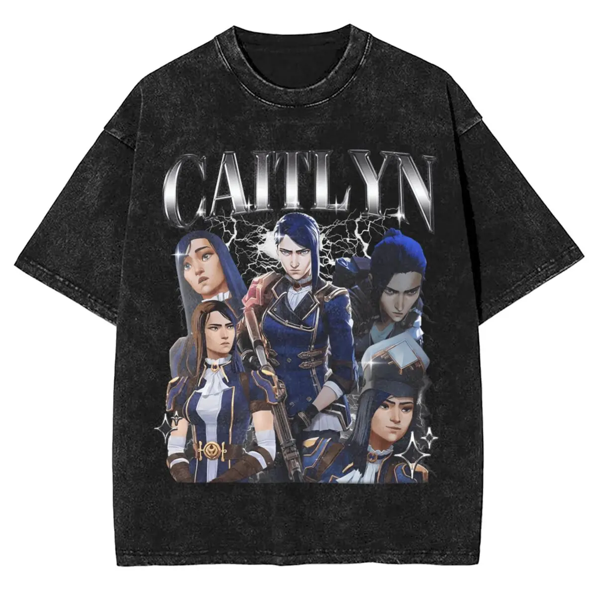 

Caitlyn Arcane Season 2 T Shirt Summer Y2K Basic T Shirts 2024 Cotton Hipster Tee Shirt For Mens Short-Sleeve Printed Top Tees