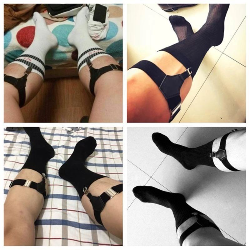 

R1WE 1P Elastic Mens Sock Leg Suspenders Garter Clip Buckle Non-slip Clamp