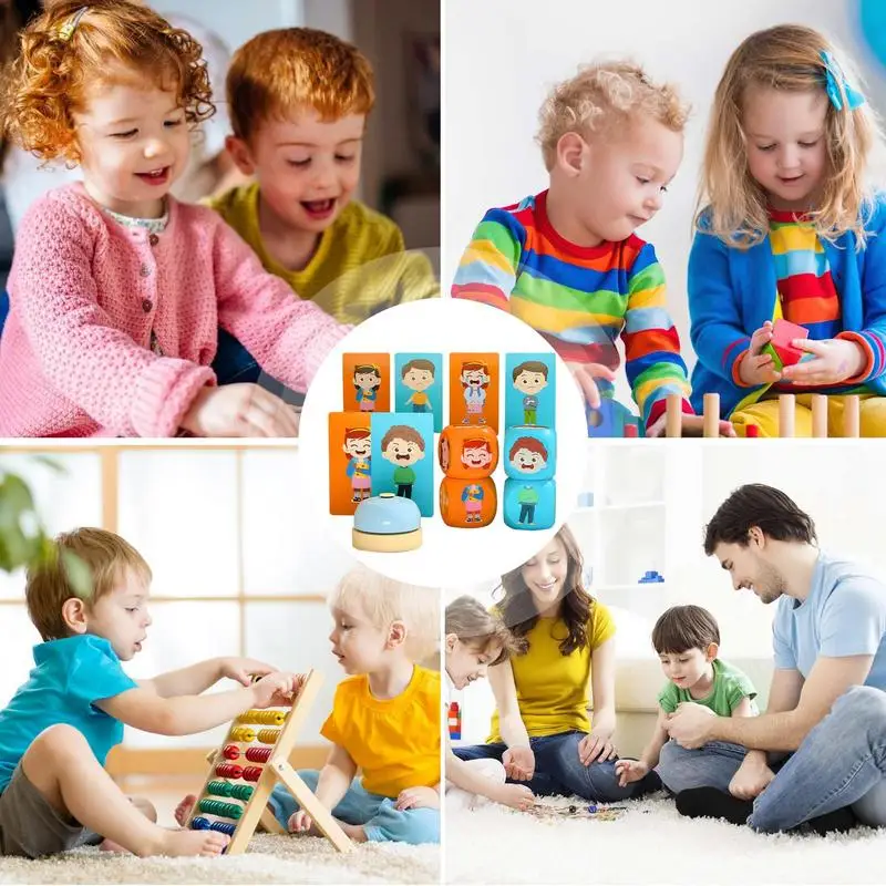 Face Changing Building Blocks Matching Expression Puzzle Toy With Bell 4X Building Blocks Educational Puzzles Toy For Kids 3