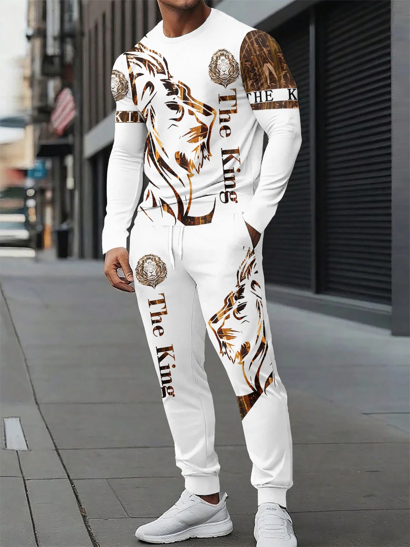 

Новый мужской модный дышащий мягкий дышащий комплект с круглым вырезом и длинными рукавами для отдыха на открытом воздухе, комплект из двух предметов