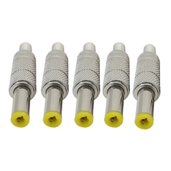 5/10Pcs 5.5x2.1mm/5.5mm*2.5mm DC Power Male Plug Jack Adapter Metal Connector Plug With Yellow Head