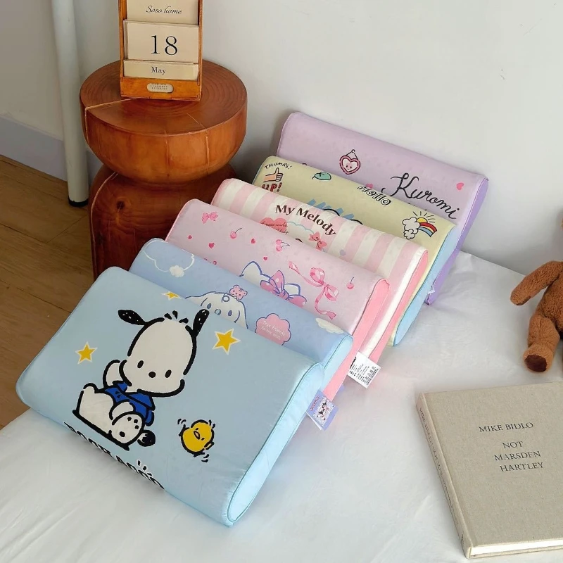 

Подушка из натурального латекса Sanrio Hello Kitty Kuromi с мультяшным рисунком, хлопковая наволочка, подушка с эффектом памяти для шеи для детей и дошкольников