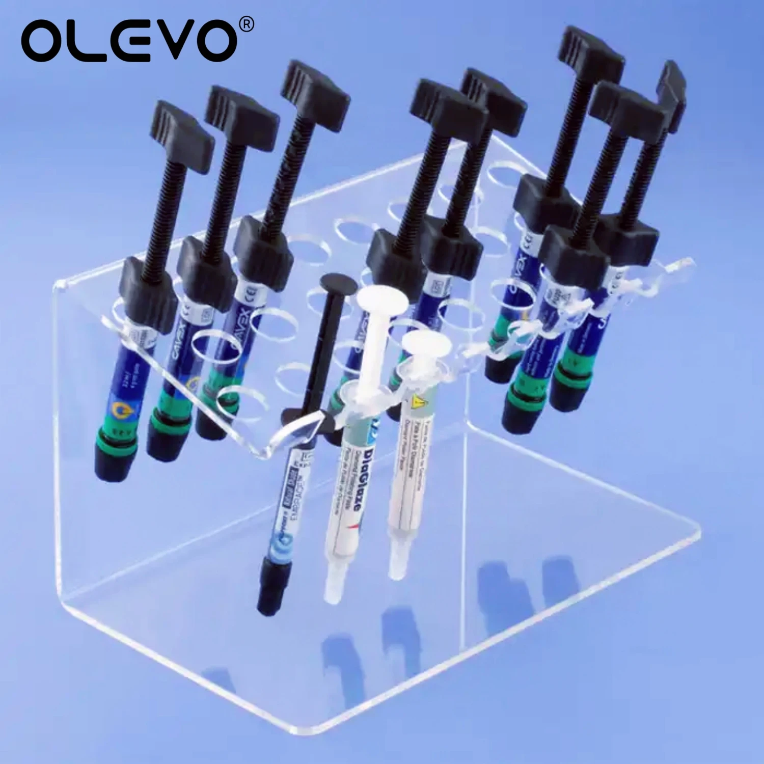 Dental Resin Composite Holder Syringe Acrylic Organizer Applicator Dispenser Storage Box Transparent Dentist Clinic Supplies