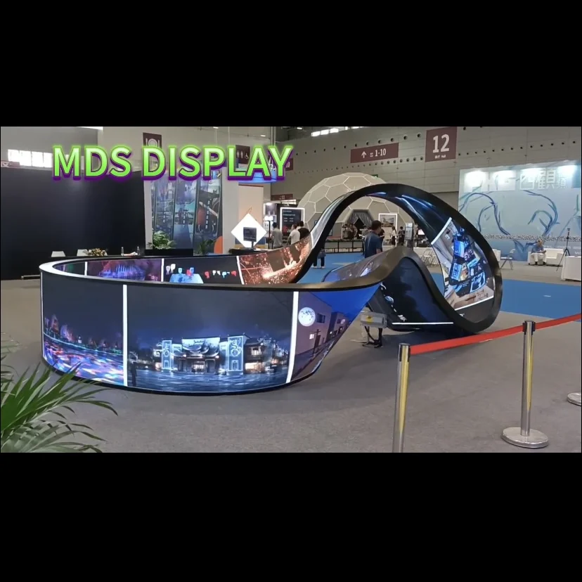 MDS creative curved led display 4800x2500x1200mm  indoor flexible panel customized product high quality exhibition fair