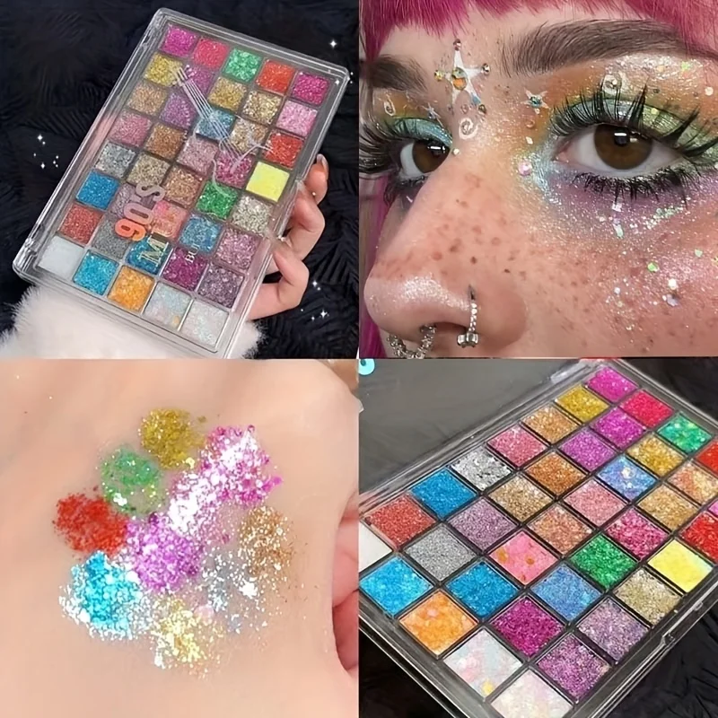 40 Color Burst Glitter Eyeshadow Tray Glitter Stage Play Makeup, Create Gorgeous Makeup,Carnival/Mardi Gras/Masquerade