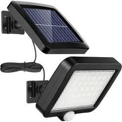 Luz Solar exterior de 56LED con Detector de movimiento, impermeable IP65, ángulo de iluminación de 120 °, luz de pared Solar para jardín con Cable de 16,5 pies