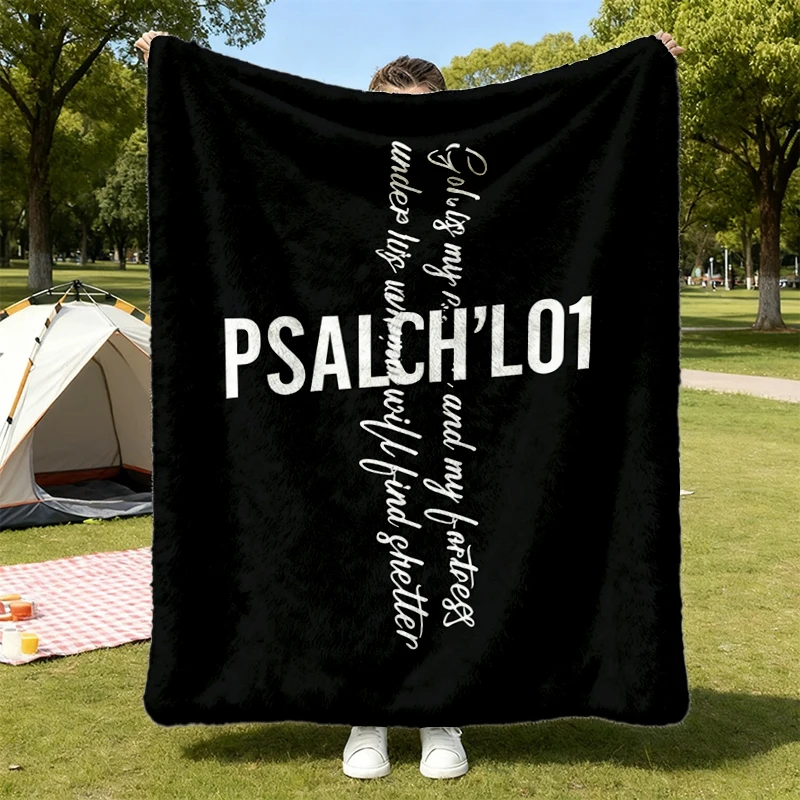 Psalm 91 Christian Colors Flannel Blanket, Trendy Bible Verse Flannel Blanket, Catholics Gift