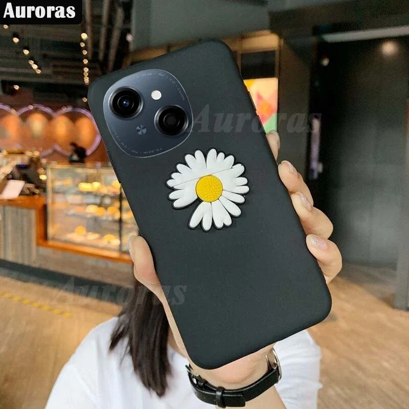 For Tecno Spark Go 1 Case With Chrysanthemum Holder Silicone Soft Shockproof Shell For Tecno Spark Go 2024 2023 1 go Cover Funda