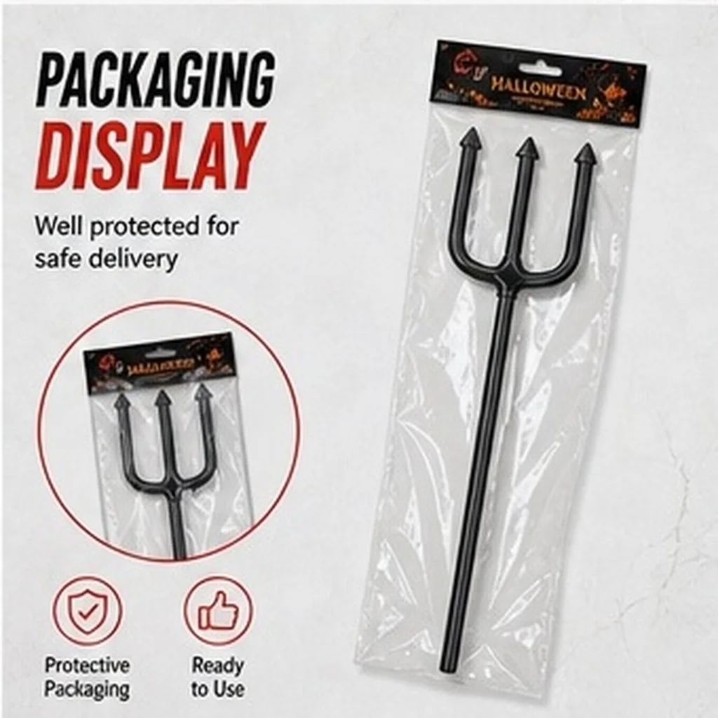 Halloween Demon Decor Devil Cosplay Pitch Fork ABS Material High Wear Resistance Stable Design Photo Prop Party Game Accessory