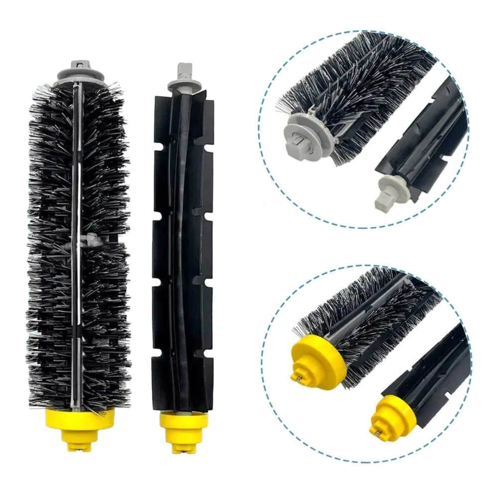 Replacement Main Brushes for iRobot Roomba 600 Series 694 692 650 660 651 - Bristle ,Rubber Roller Brush