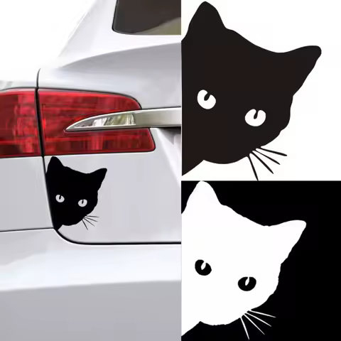 Car Cat Sticker Self-Adhesive Cute Cat Peeking Vinyl Funny Sticker Car Styling Decoration Auto Accessories