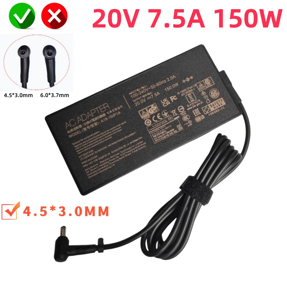Imagem -01 - Adaptador para Carregador Portátil com Ponta Pequena de Boca e Agulha 20v 7.5a 150w 4.5x3.0 mm Asus X571 X751g X571li X571lh Vx60g T9750 Ux535 adaptador para carregador portatil com ponta pequena de boca e agulha 20v 75a 150w 45x30 mm asus x571 x751g x571li x571lh vx60g t9750 ux535 01
