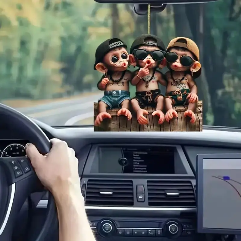 

Новый хип-хоп маленькая обезьянка личность творческий мультфильм автомобиль зеркало заднего вида украшение кулон висит