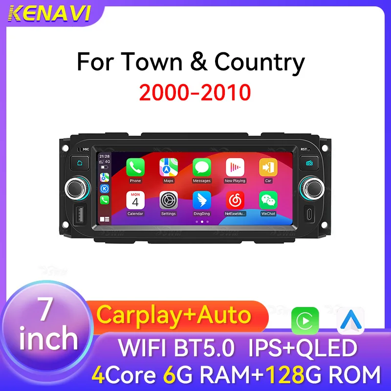Car Stereo Radio Multimedia Player Wireless Carplay Android Auto GPS Navigation For Chrysler Town & Country 2000-2010 Head Unit