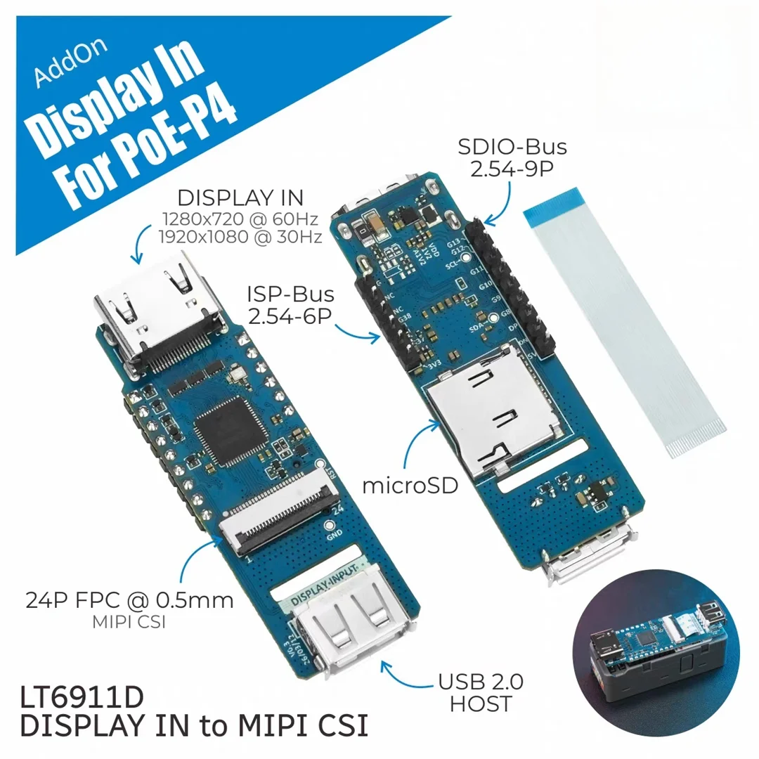 Official M5Stack AddOn Display In For PoE-P4 HDMI Video Input Expansion Module