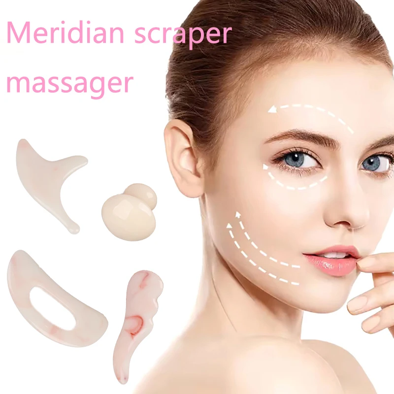 

Pink Series Bending Knife Scraping Mushroom Shaped Facial Beauty Gua Sha Board Resin Massager Body SPA Acupuncture Physical