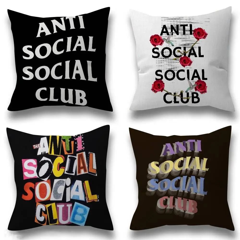 LOGO ANTI SOCIAL SOCIAL CLUB   Pillowcase toon Gift Cushion Cover Bedroom Home Sofa Chair Seat Decor pillow case