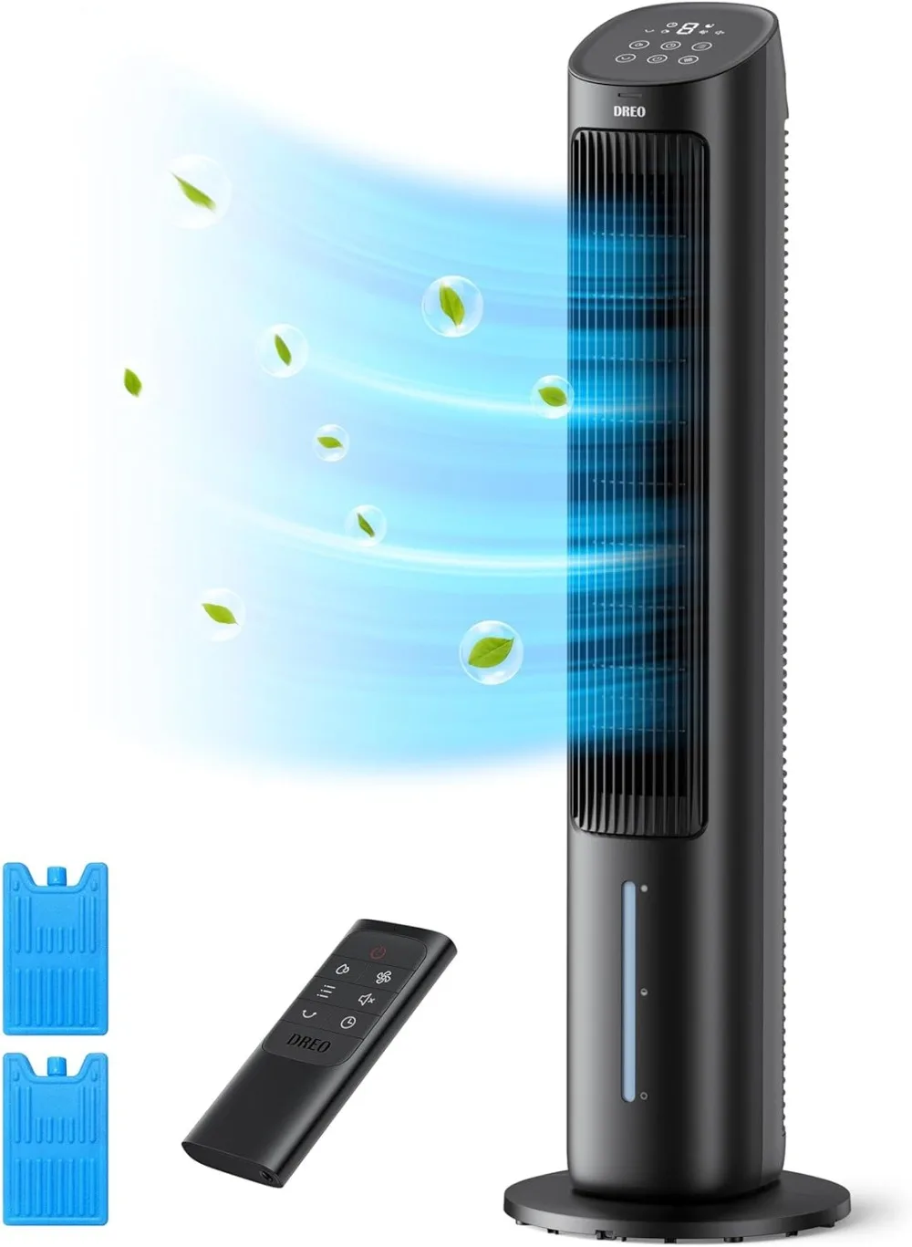 Dreo Tower Fan, 40” Fans That Blow Cold Air, 80° Oscillating, Removable Water Tank, Remote Control, 4 Speeds, 7H Timer, Bedroom