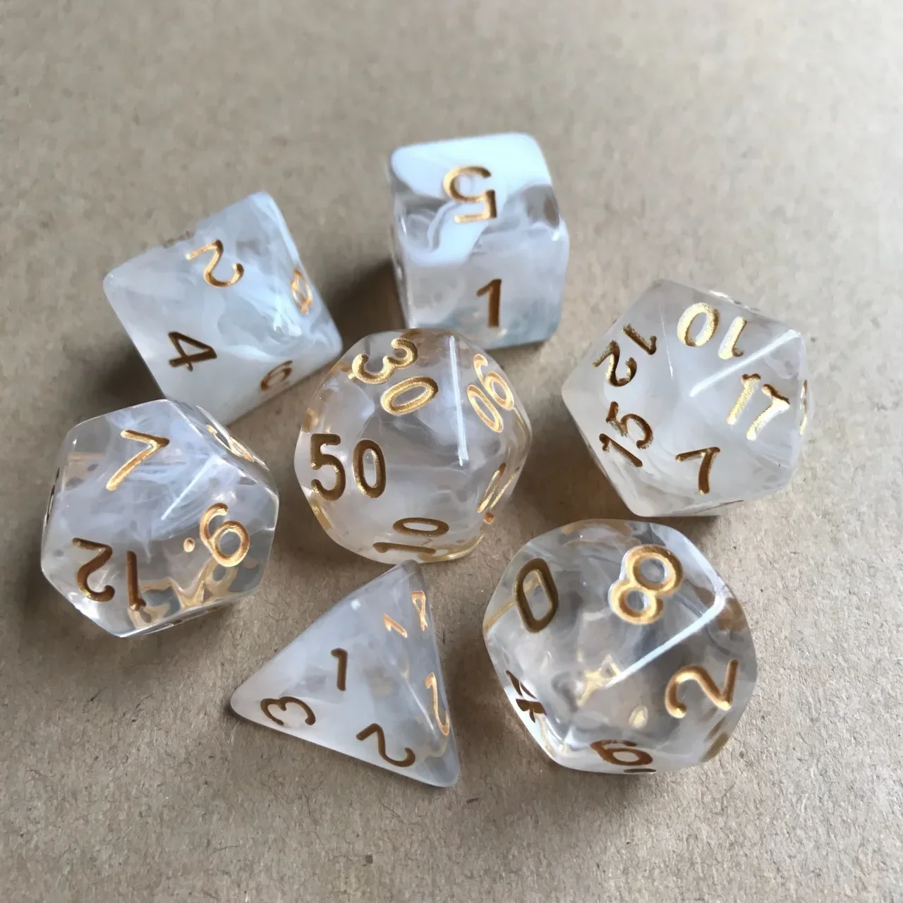 Transparent Polyhedral Dice 7pcs/lot DND Dice Set D4 D6 D8 D10 D12 D20 Multi-sided Dice for TRPG DND RPG Board Games Accessories