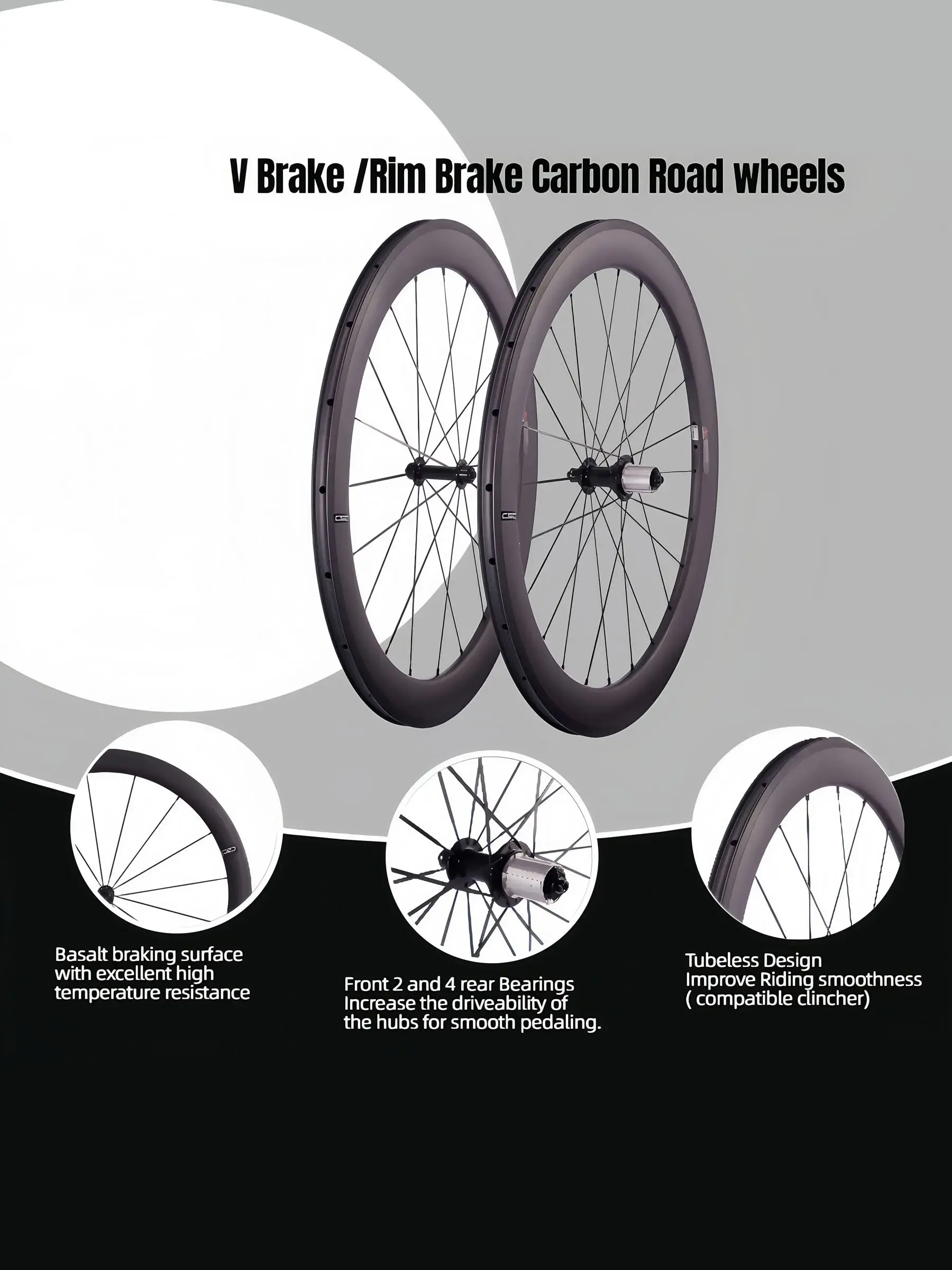 700C racefiets carbon wielen Clincher tubelessT800 Toray Koolstofvezel Carbon wielset 38mm 50mm 60mm R13 hub voor racefiets - afbeelding 2