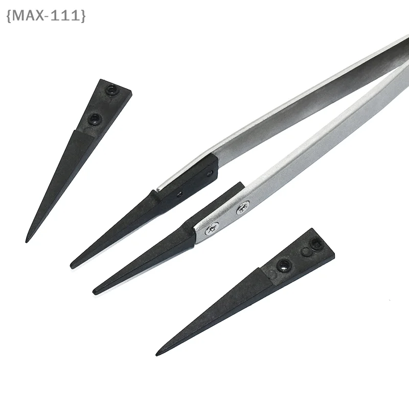 【F2-MAX111】Precision Anti Static ESD Tweezers Replaceable Tips Conductive Plastic Head Tweezers For Electronic Soldering