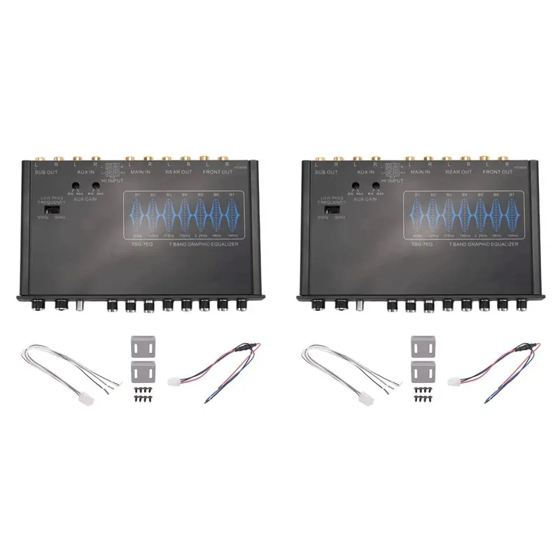 【offerta-anniversario】2x-equalizzatore-auto-a-7-bande-amplificatore-parametrico-con-crossover-preamplificatore-audio-per-auto