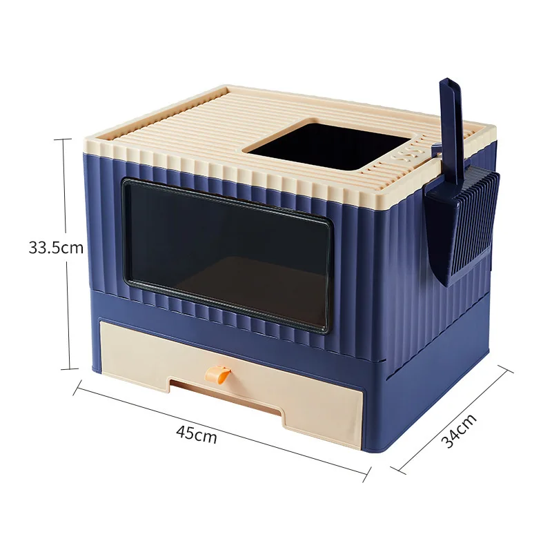 Imagem -06 - Totalmente Fechado e Dobrável Cat Litter Box wc Cat Pet Supplies Odorous Dustproof Gaveta Estilo Grande Espaço Simplicidade