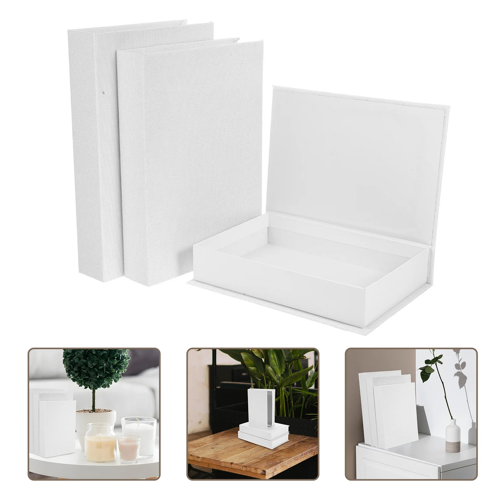 

3Pcs Linen Decorative Faux Book Storage Box Vintage Book Jewelry Keys Photos Organizer Bookshelf Decor Home Office