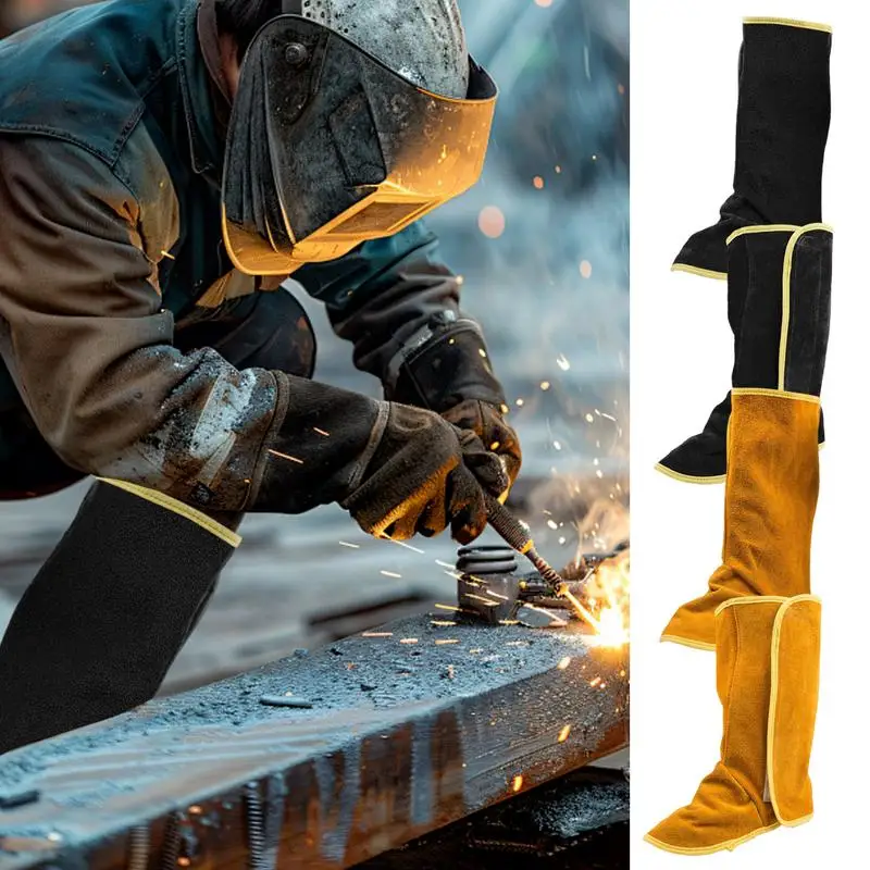 Leather Flame Retardant Welding Spats Safety Boot Flame Heat Abrasion Flame Resistant Foot Safety Protection Work Welder Tools