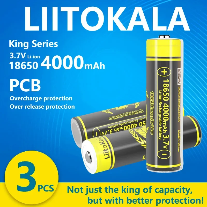 3 шт. LiitoKala KING4000-PCB 18650 4000 мАч 3,7 В литиевая аккумуляторная батарея подходит для защиты печатной платы фонарика