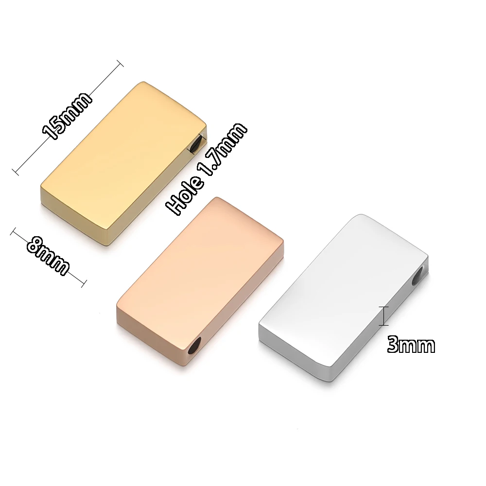 5pcs Stainless Steel Mirror Finishing Flat Block Charms for DIY Jewelry Making Necklace Pendant Bracelet Beads Earrings Supplies