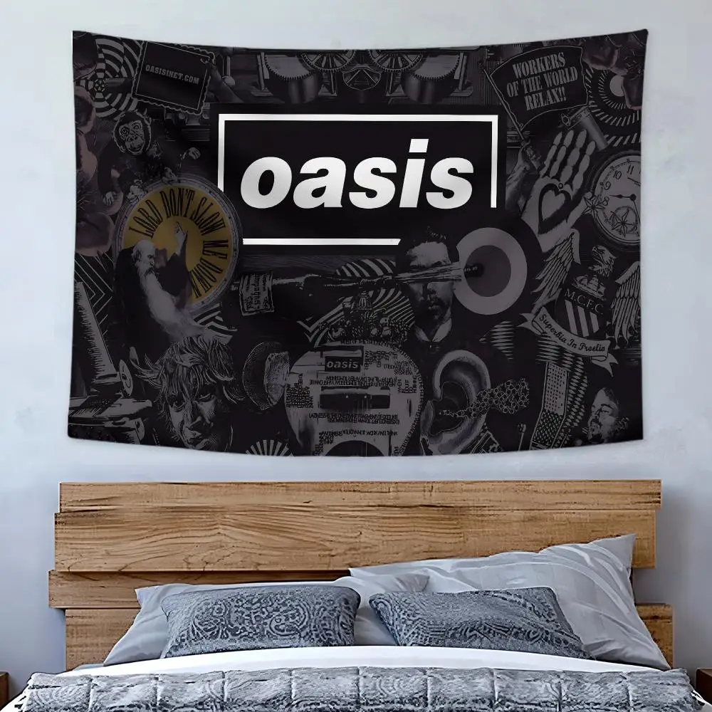 Rock Band O-Oasis Tapestry Art Decor Banner Microfiber Backdrop for Bedroom Living Room Bar Garden Party
