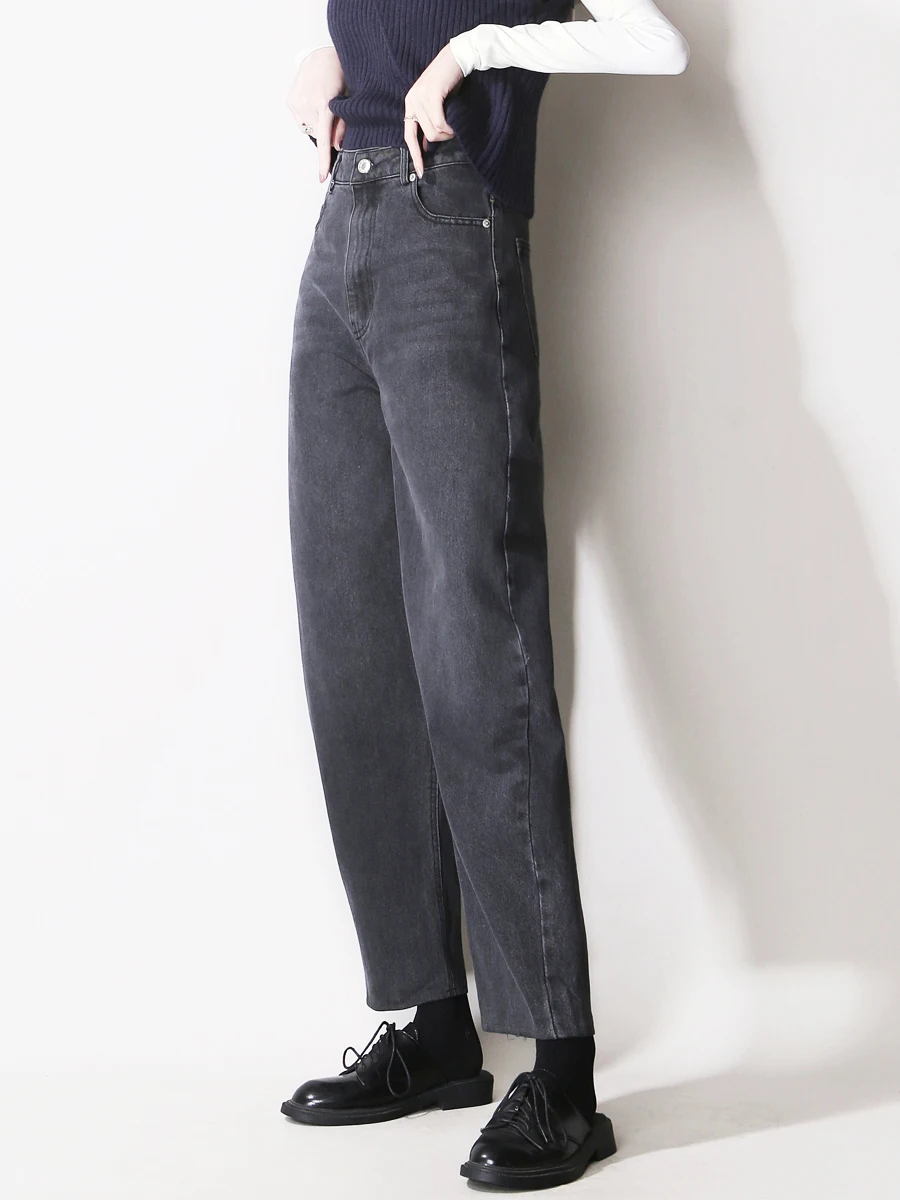 

Waed Denim Nine-Piece Pants Straight Leg Loose Fit Ankle Exposure Casual Sle Cone ape Women's Jeans Spring Season