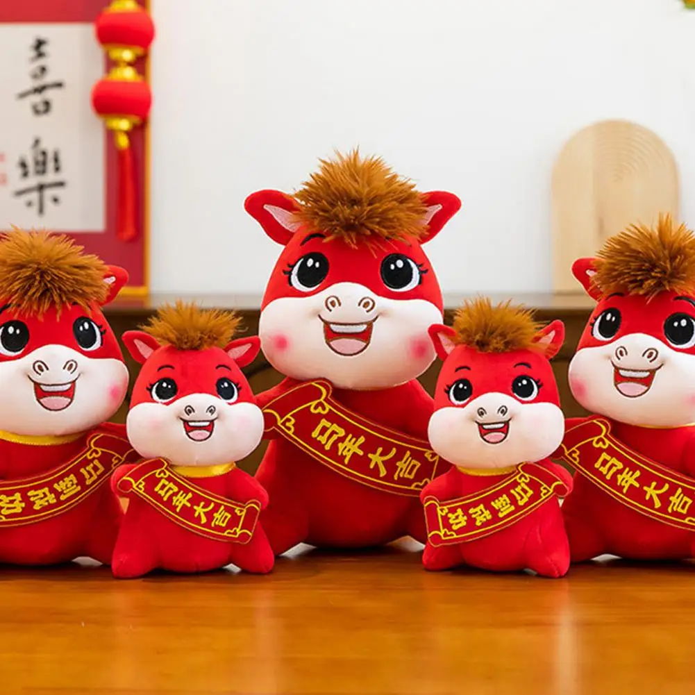 

Year of Horse Plush 2026 Chinese New Year Horse Doll Plush Toy Set God of Wealth Mascot Doll Auspicious Blessings Nursery Decor