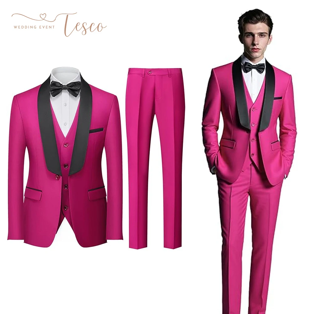 

Tesco Customized Men's Suit Slim Fit 3 Piece Tuxedo Set Shawl Lapel Wedding Formal Suit Jacket Vest and Pants Set