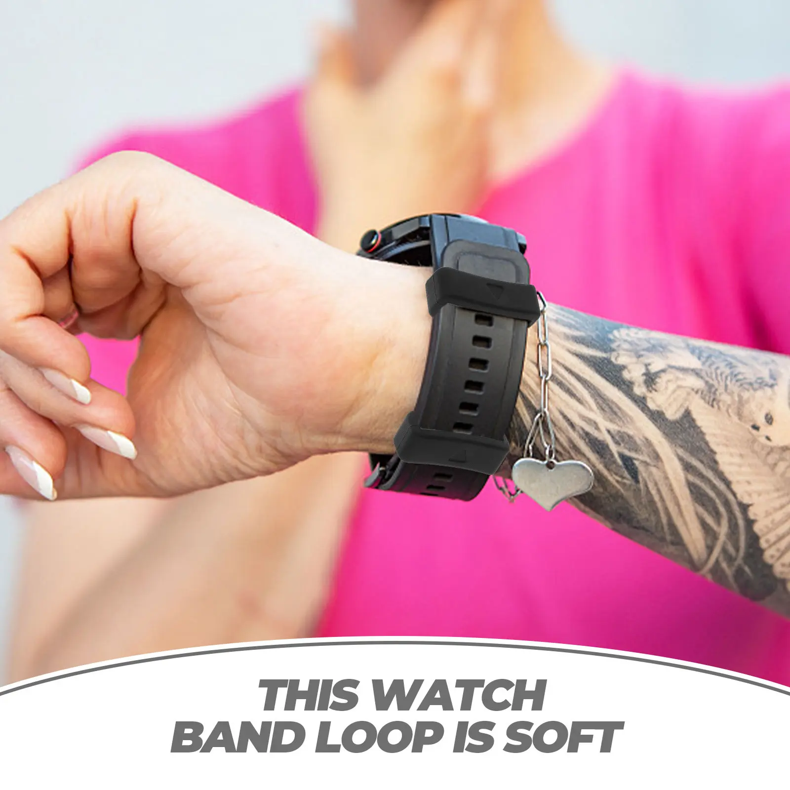 6Pcs Silicone Watch Bands Keeper Loops Soft Durable Replacement Fastener Rings Retainer Compatible