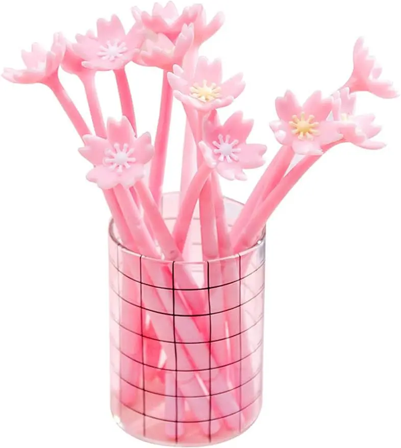 cute pink flower writing gel canetas grupo 05 mm fun kawaii bulk criancas escritorio material escolar ferramentas de escrita volta as aulas 24 pcs 01