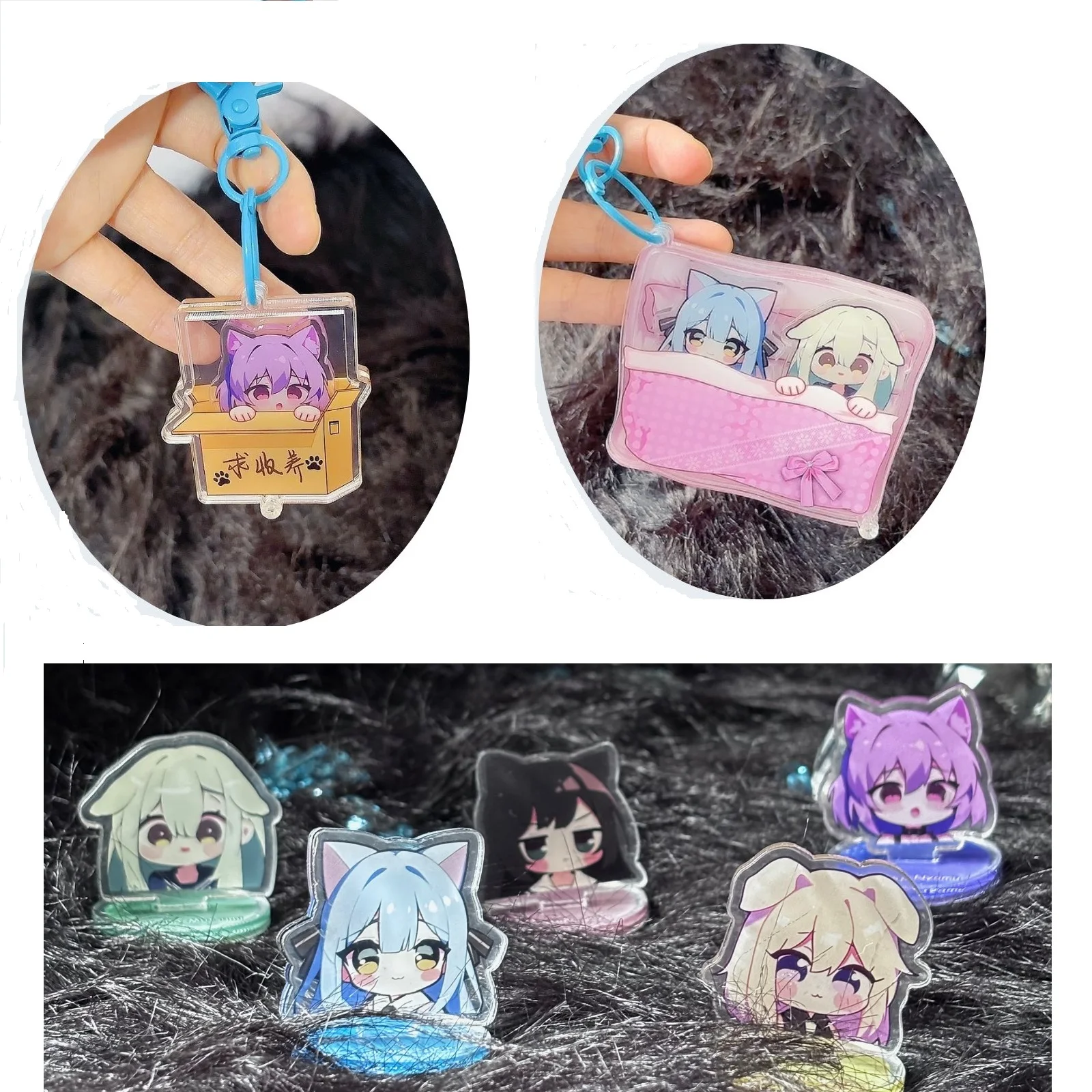 

Anime Stand Keychain Figure Uika Misumi Nyamu Yuutenji Sakiko Togawa Cosplay Accessories Cute