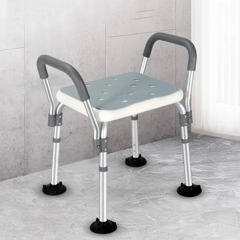 Folding Shower Chair with Suction Cups Back Support Non Slip Bath Stool for Elderly Pregnant Disabled Adjustable Height Bathroom