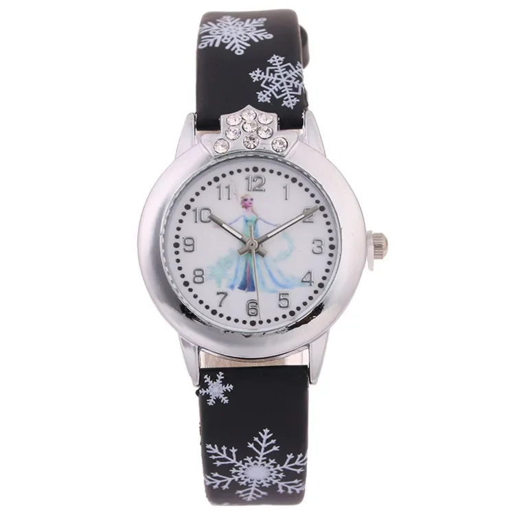 Elsa Watch Girls Elsa Princess Kids Watches Leather Strap Cute Children\'s Cartoon Wristwatches Gifts for Kids Girl Frozen Clock