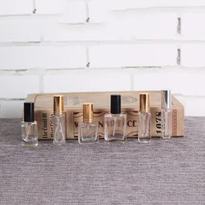 10 ml 5 ml transparente quadratische Glasspray-Parfümflasche, nachfüllbar, leere Flasche, dicker Boden, Gold, Silber, Schwarz, Automizer