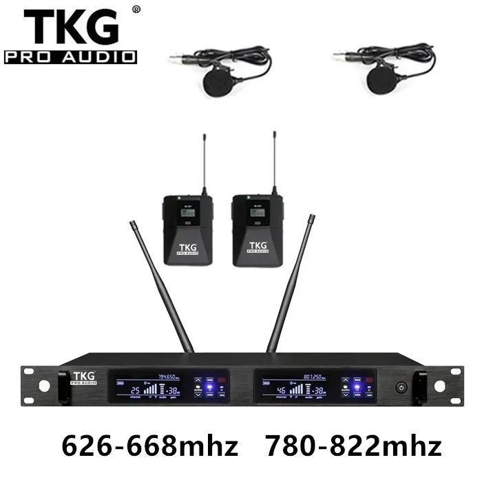 

TKG True Diversity QLX-24D performance uhf dual channel wireless lavalier microphone headset lapel mic microphone professional