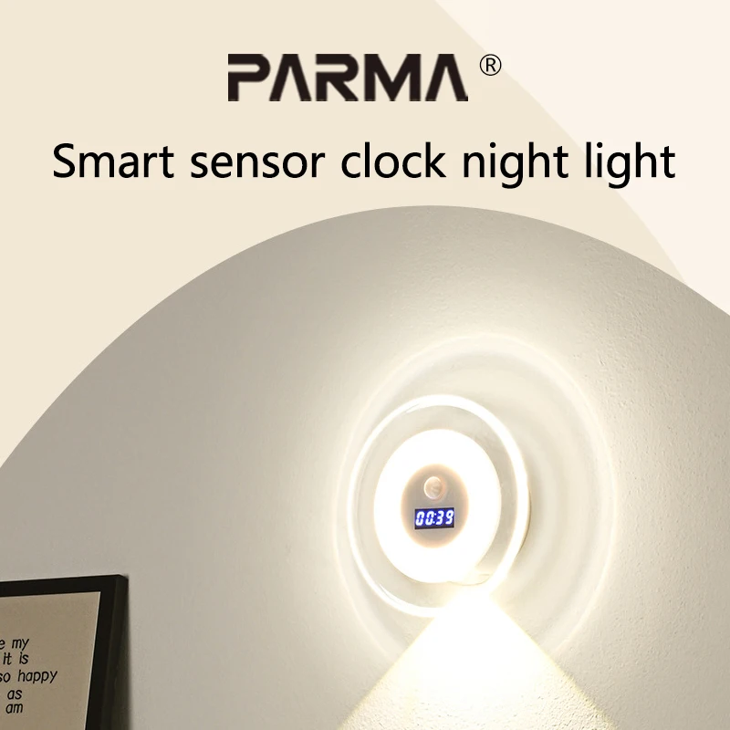 

Induction lamp wall lamp bedroom bedside night charging nightlight led intelligent remote control clock