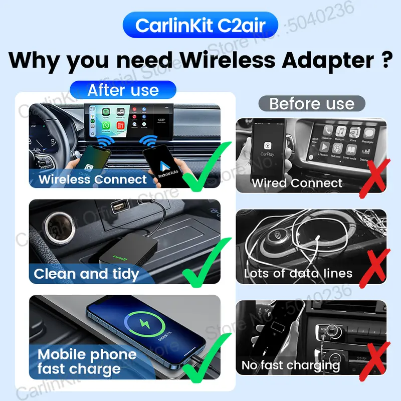 Carlinkit 5.0 C2air Wireless Adapter Carplay Android Auto Plug &Play thumbnail 4