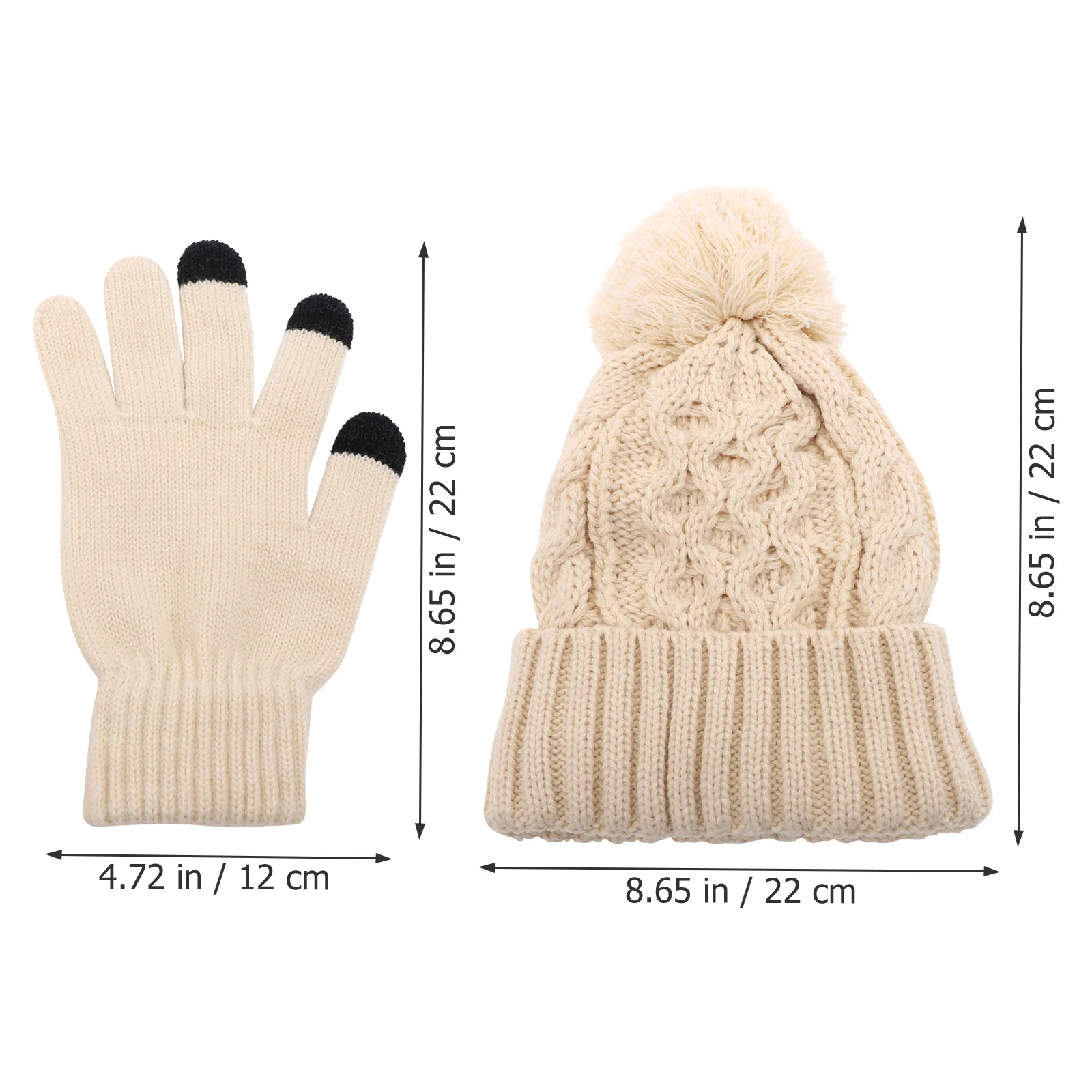 1 Juego de gorro, bufanda, guantes, conjunto de gorro cálido, gorro grueso de invierno para mujer, accesorios de esquí plegables, equipo de nieve tejido