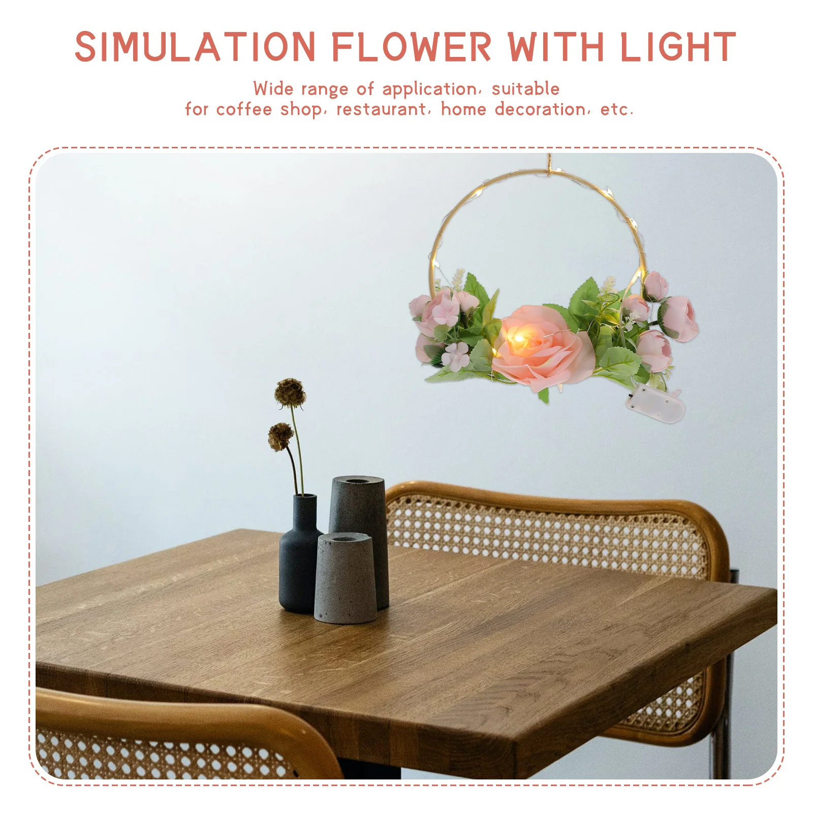 

1Pcs Simulation Ribbon Lamp Bamboo Ring Flower Pendant Hanging Ornament for Coffee Shop Restaurant Mall Decorative Flower Light
