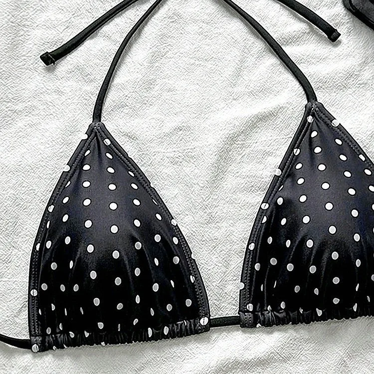 2026 Dot Tie Front Bikini Top, Sexy Push Up Swimwear for Women, Adjustable Straps Beach Bathing Suit for Summer Pool Vacation