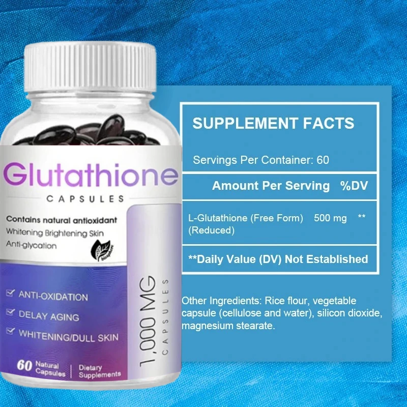 Glutathione Capsules 1000mg, All Natural Antioxidant, Anti-aging, Immune System Supports Free Radicals
